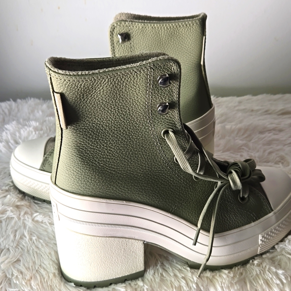 Chuck 70 De Luxe Heel Leather High Women's US 6 Style A10378C Light Field Surplu - Picture 4 of 5